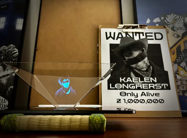 Hologram of a criminal with their wanted poster